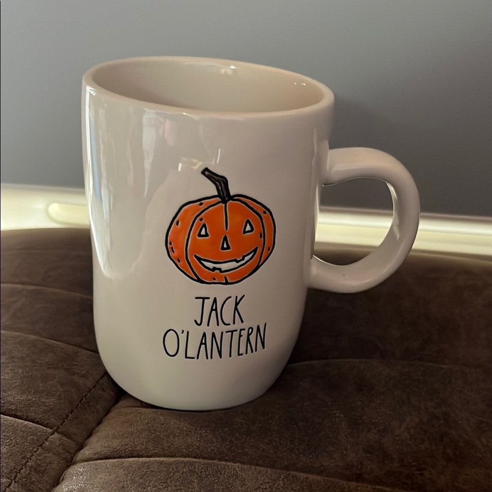 Rae Dunn White and Orange Jack O'Lantern Mug